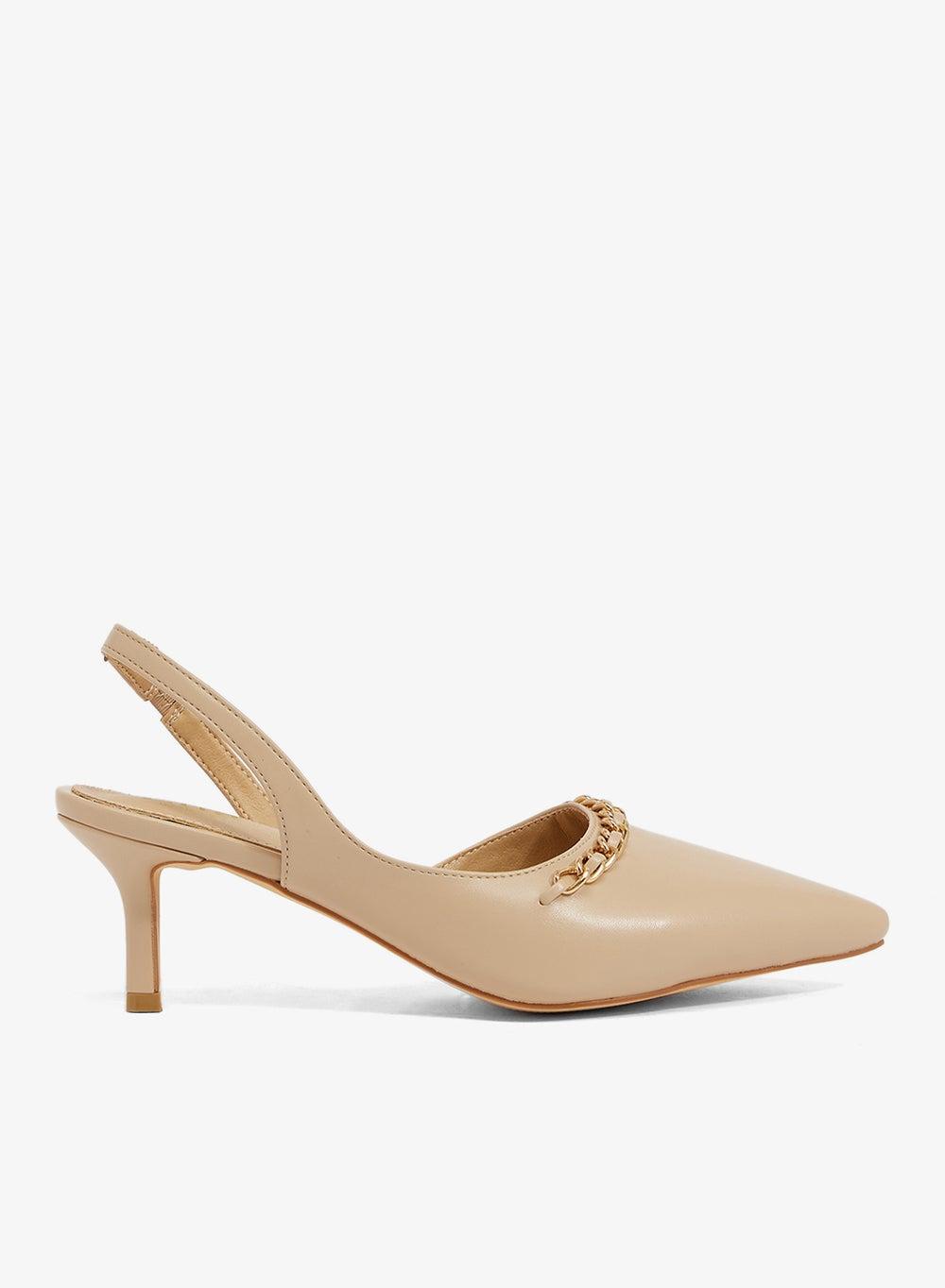 Gold Chain Slingback Pumps - Image 1