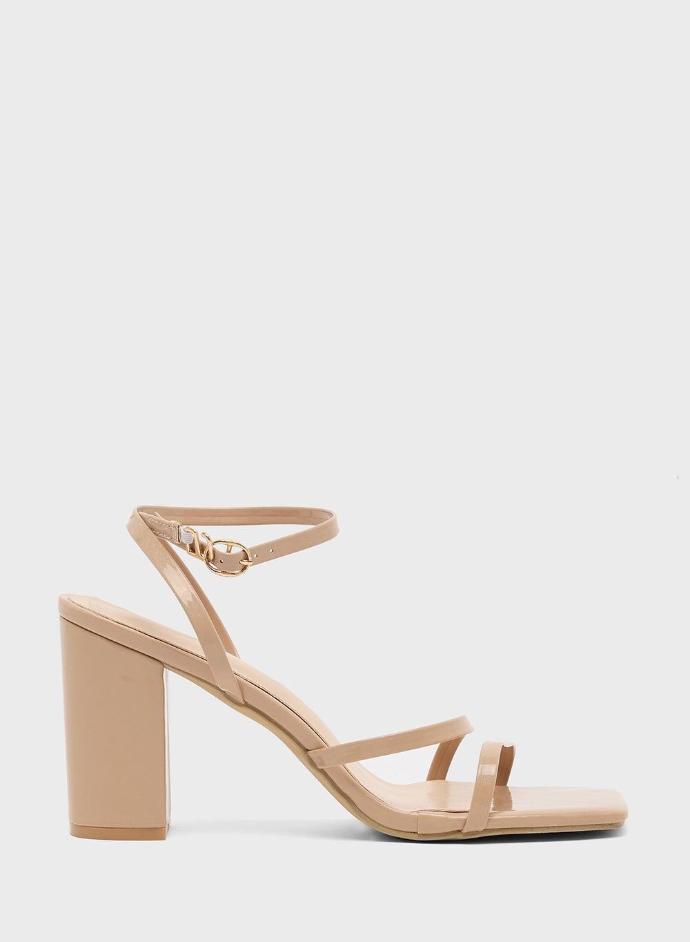 Triple Strap Block Heel Sandals - Image 1