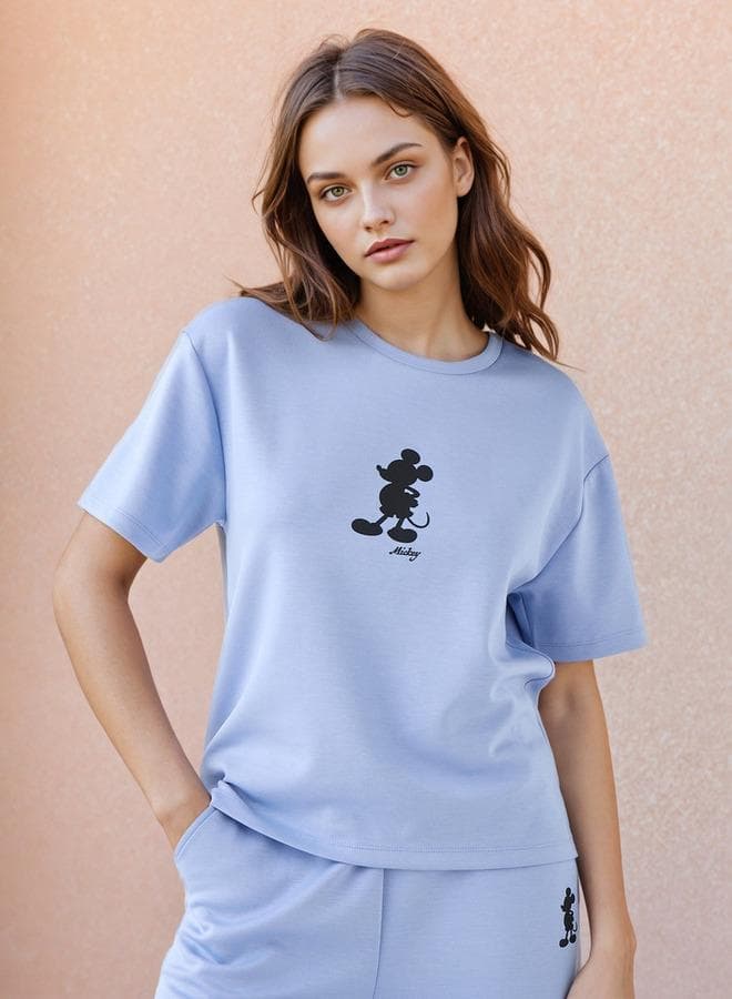 Mickey Mouse Round Neck Print T-Shirt for Women - Image 1