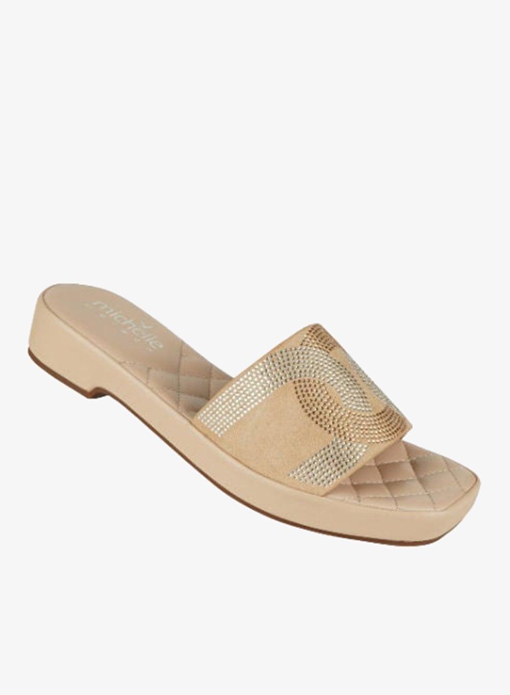 092-2491 Michelle Morgan Ladies Mid Flat Mule Slip Ons - Image 1
