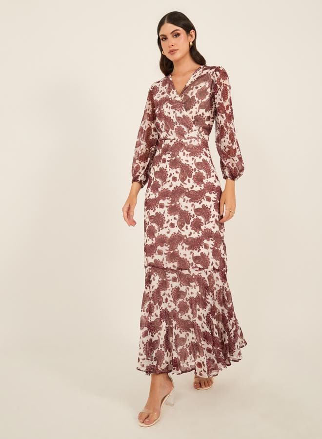 Styli All Over Print Balloon Sleeve Maxi Dress - Image 1