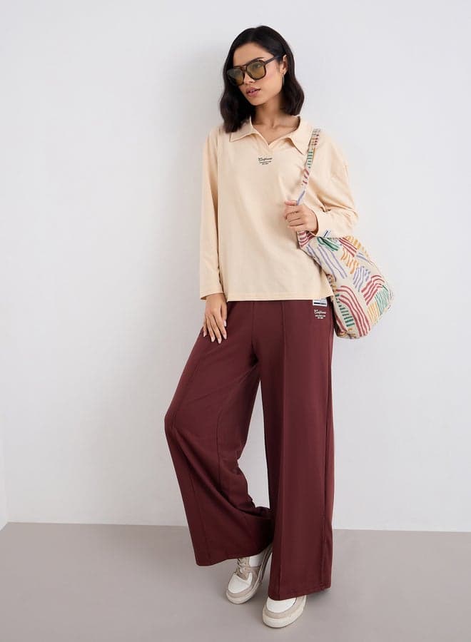 Styli Women Collared T-Shirt and Wide Leg Joggers Co-Ord Set - Image 1
