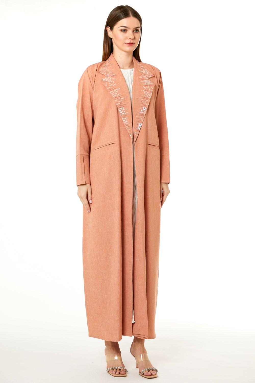 Embellished Open Front Abaya - Image 1