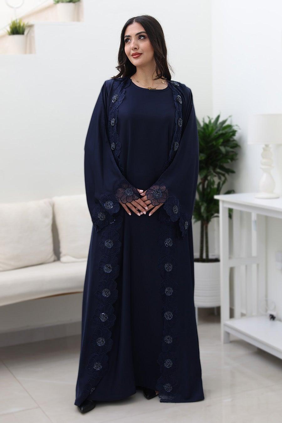 Midnight Bloom Abaya 2P745 with Matching Inner - Image 1