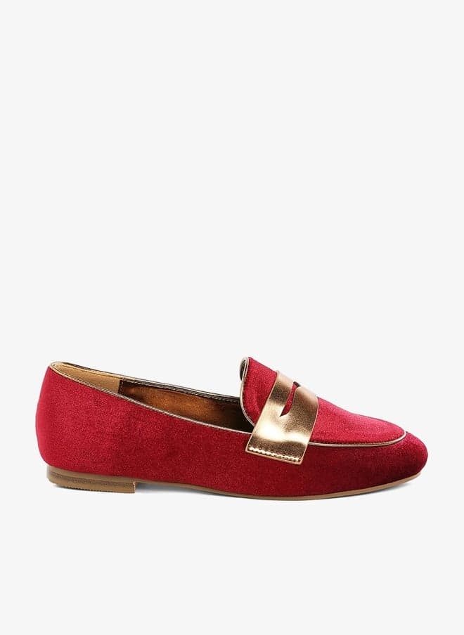 Burgundy Velvet Penny Strap Loafers - Image 1