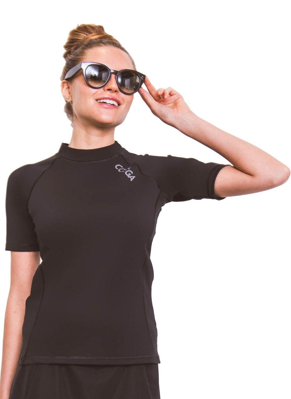 COEGA Ladies Black Short Sleeve Rashguard - Image 1