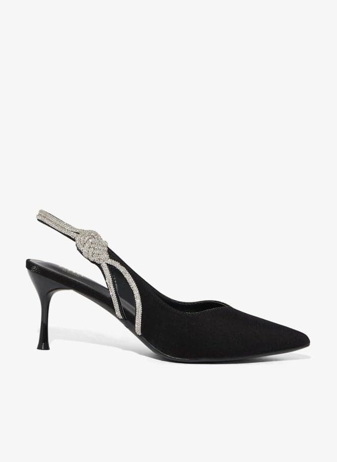 Diamante Sling Back Pointy Pump - Image 1