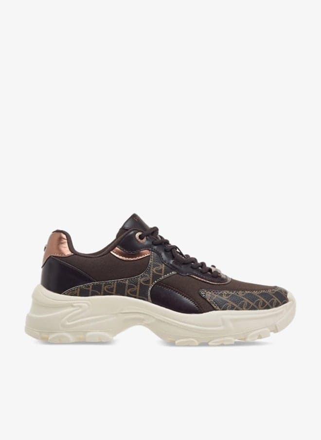 Women Panelled Lace-Up Platform Sneakers - Image 1