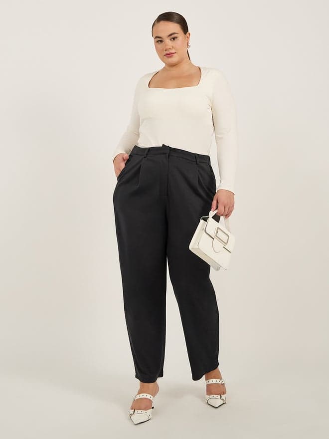 Plus Size Mid Rise Tapered Fit Trousers - Image 1