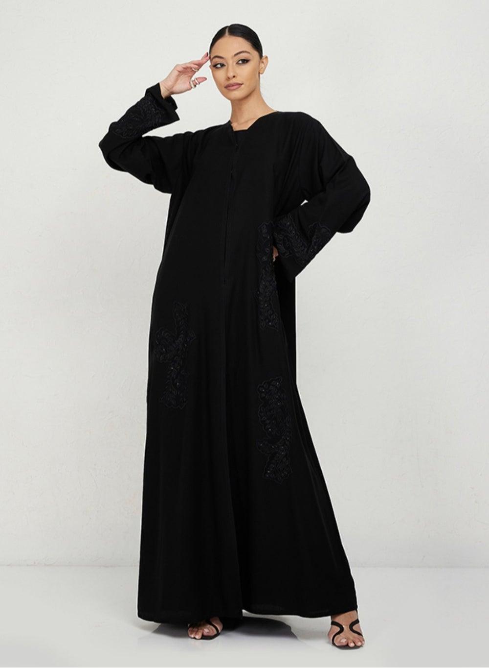 Dantil Leaves Design Hand-Embroidered Abaya - Image 1