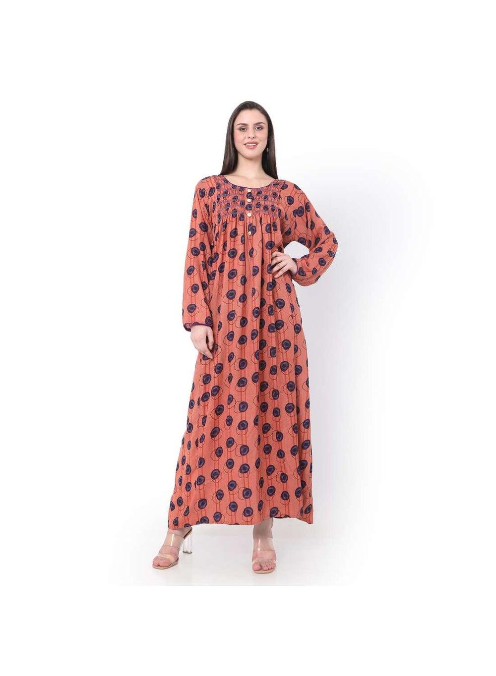 Big Dots Smoking Buttoned Rayon Arabic Jalabiya - Image 1