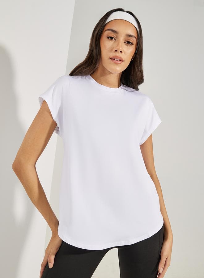 Half Back Mesh Reflective Stripe Detail Top - Image 1