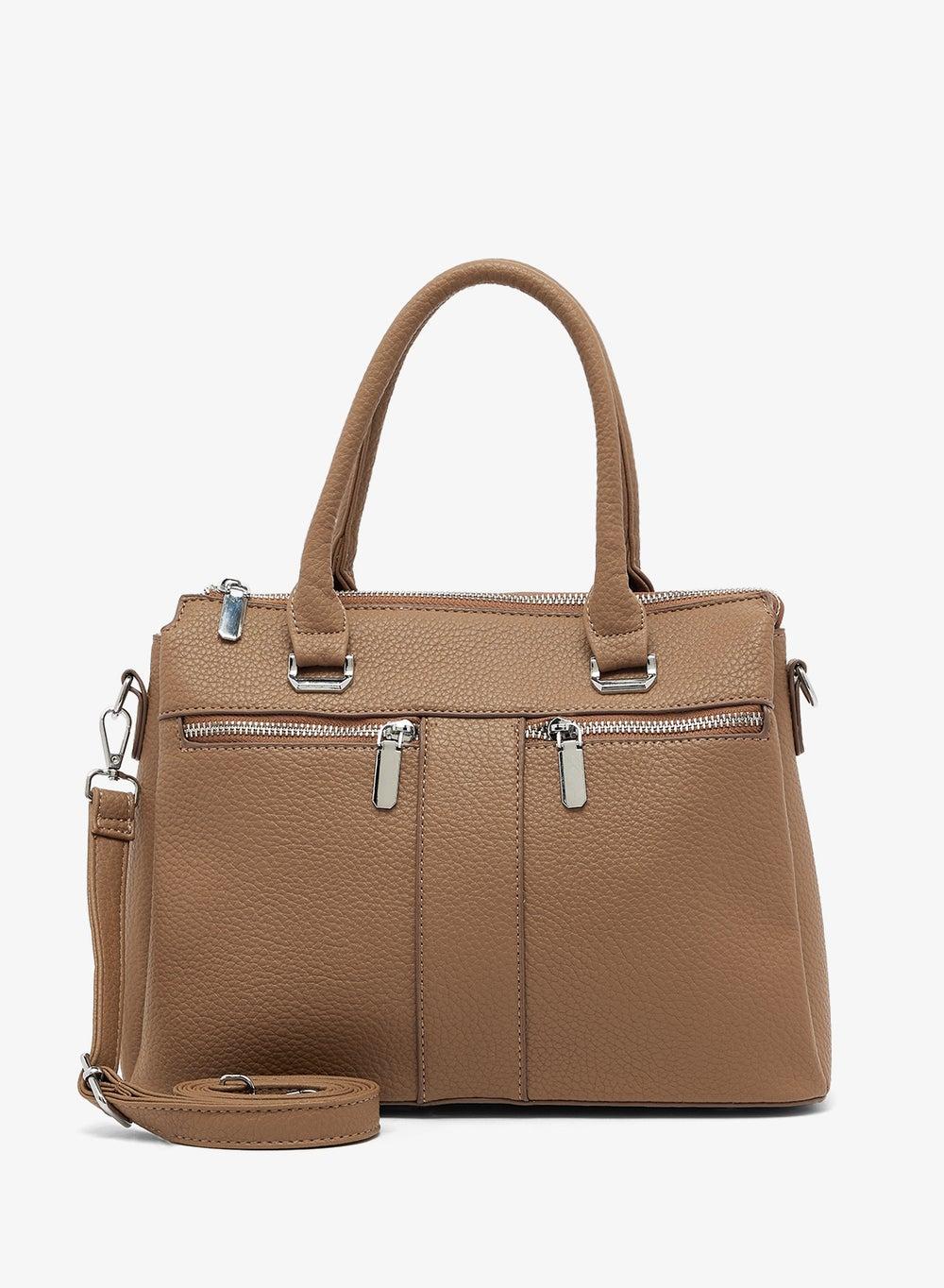 Multi Zip Detail Satchel Bag - Image 1