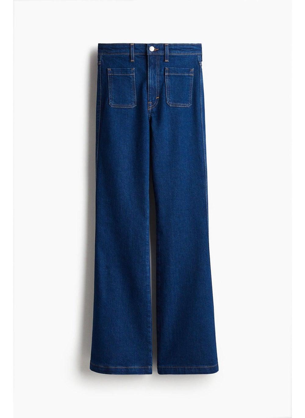 Flared Ultra High-Waist Jeans in Rigid Cotton Denim - Image 1