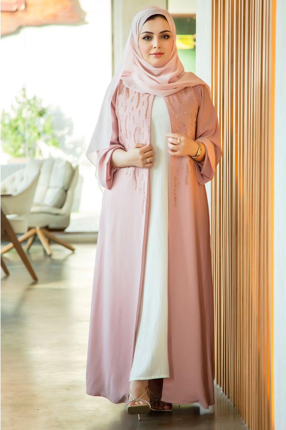 Embroidered Flared Sleeve Abaya - Image 1