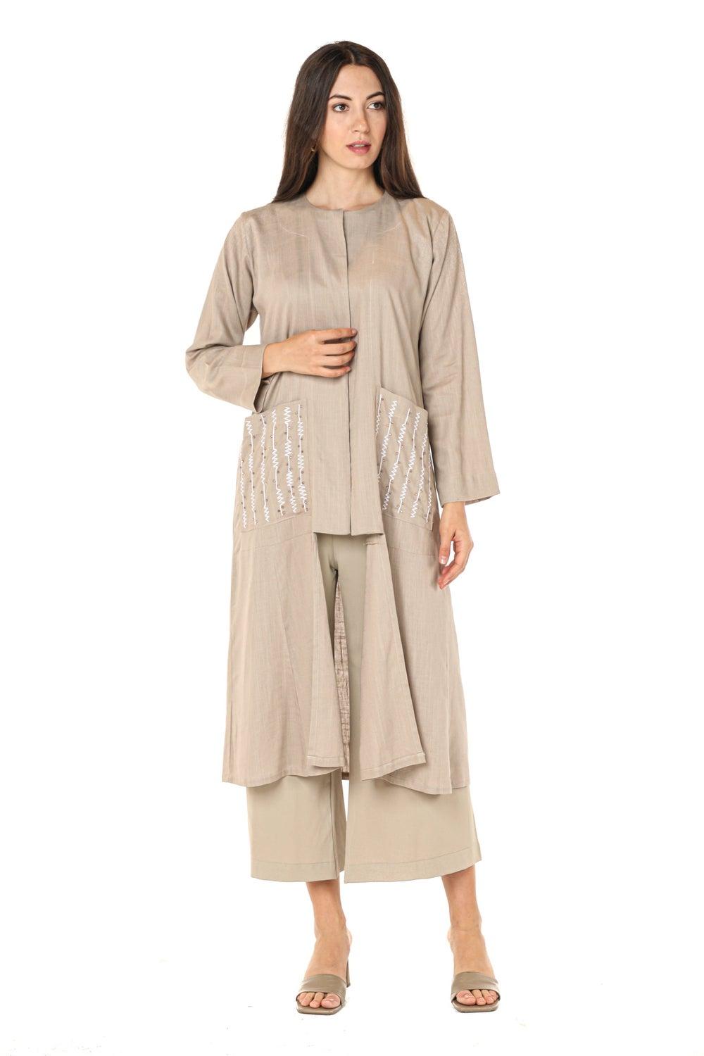 Pocket Detailed Crepe Top and Pants Set - Image 1