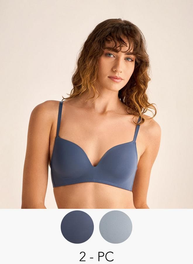 Set of 2 Non-Wired Bras with Hook and Eye Closure - Image 1