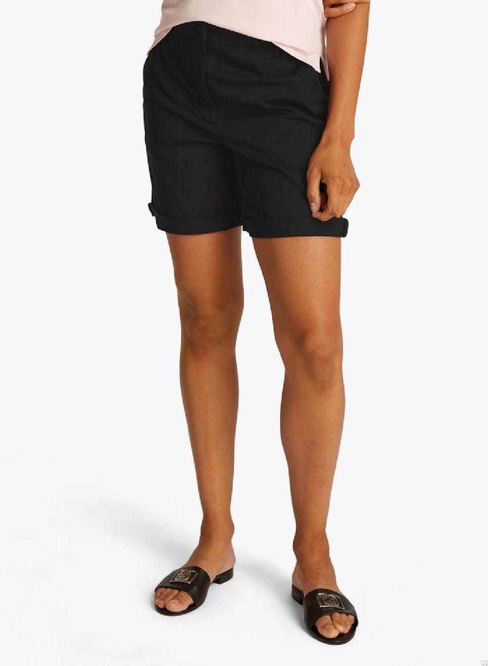 Garment-Dyed Turn-Up Mom Fit Chino Shorts - Image 1