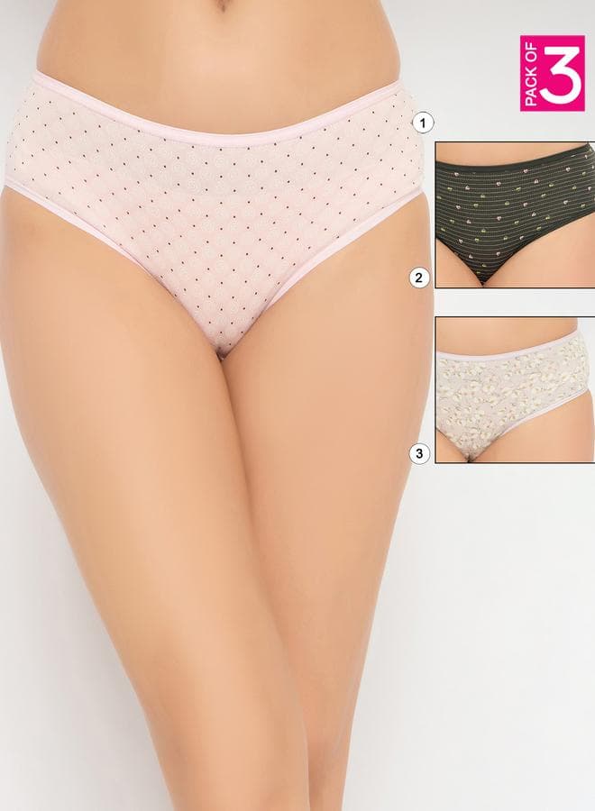 Clovia Pack of 3 Printed Hipster Briefs - Image 1