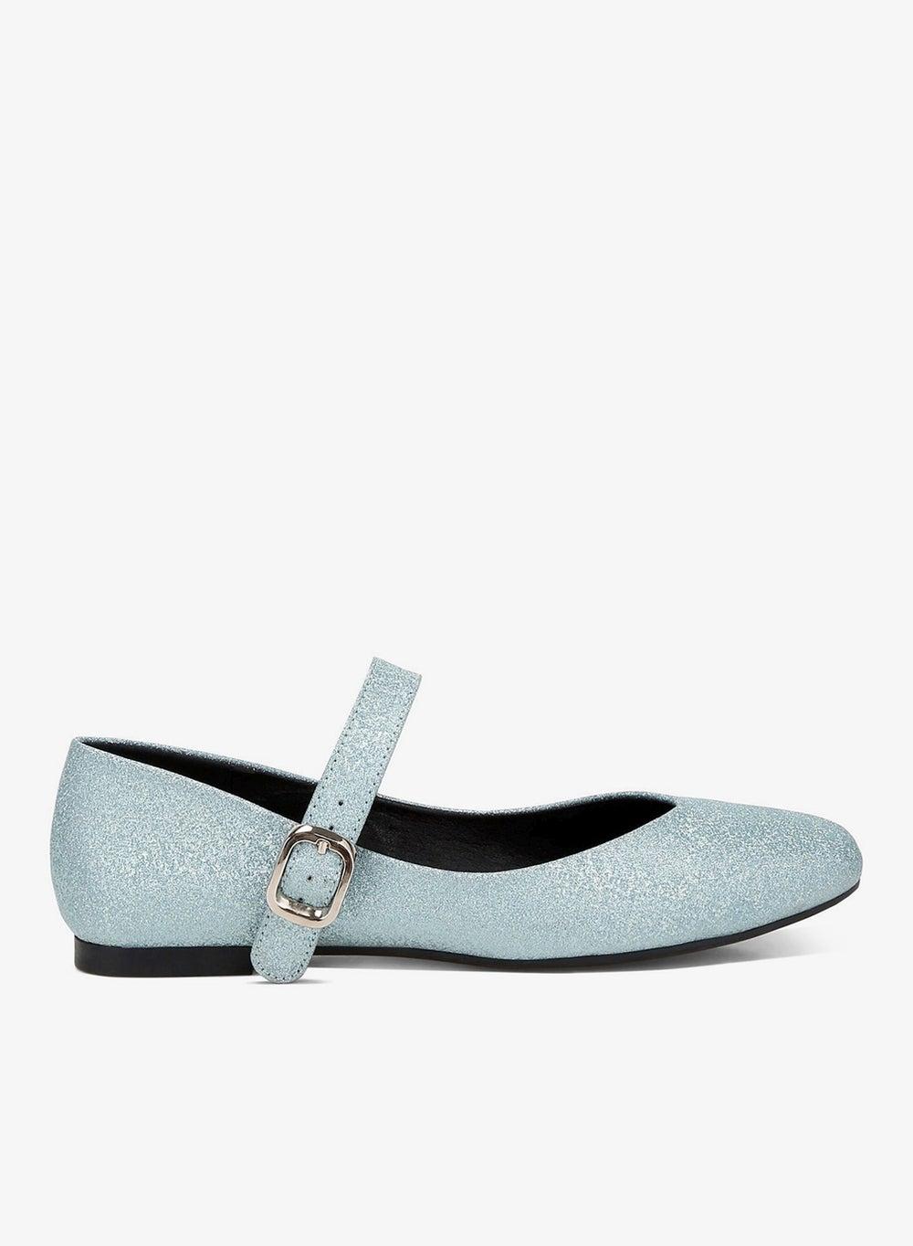 Baby Blue Glitter Pin Buckle Ballerinas - Image 1