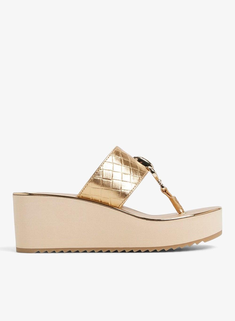 Penelopy-In Women's Gold Heel Wedges - Image 1