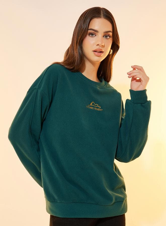 Embroidered Slogan Oversized Sweatshirt - Image 1