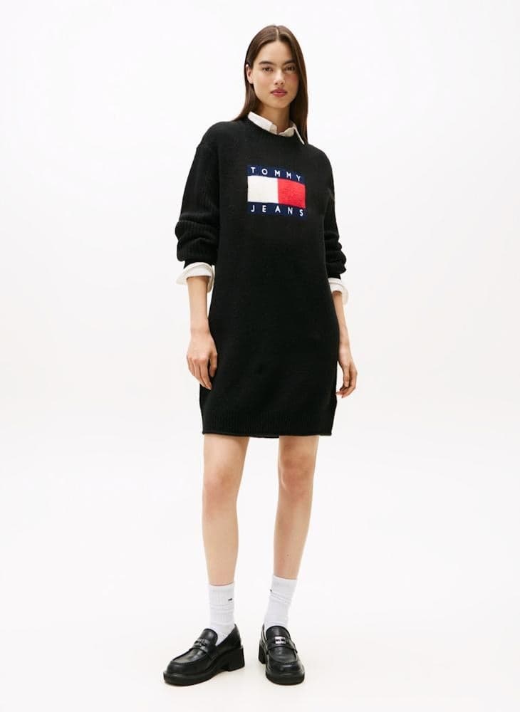 Flag Detail Sweater Mini Dress - Image 1