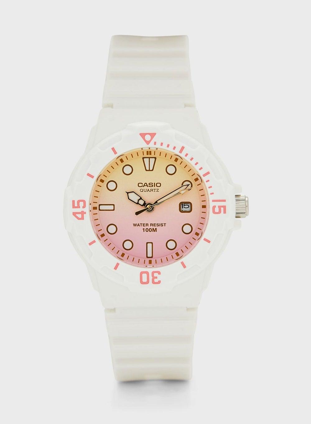 Peach Pink Leather Analog Watch for Women - Image 1