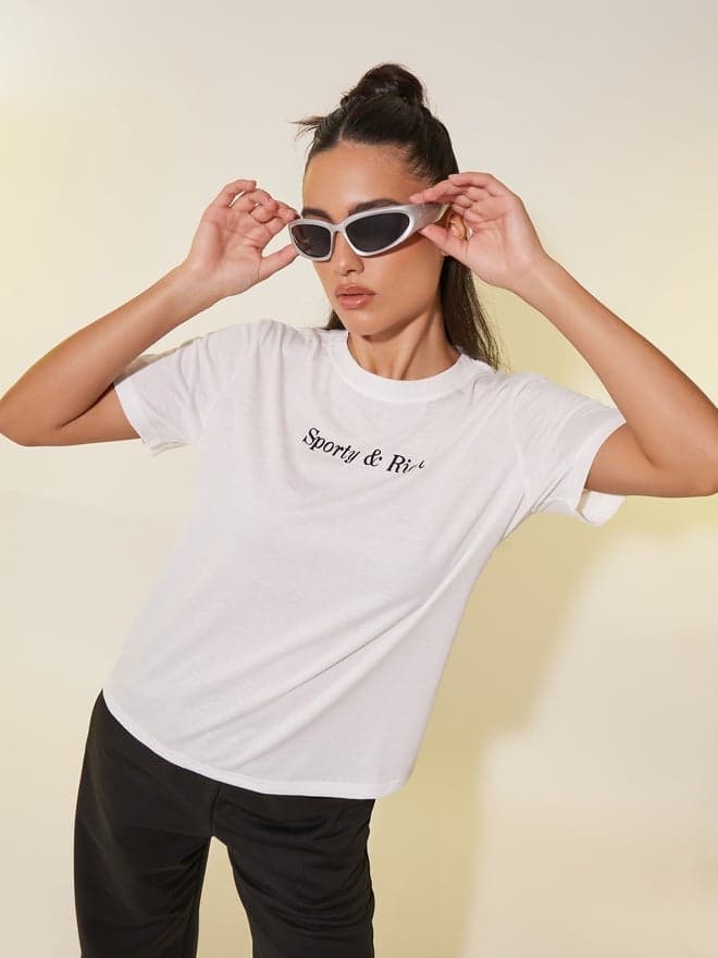 Slogan Print Round Neck T-Shirt - Image 1