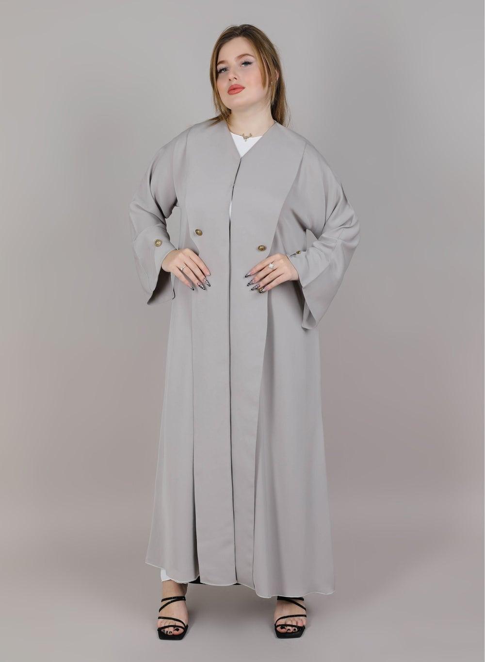 MSquare Grey Coat Abaya With Matching Sheila - Image 1