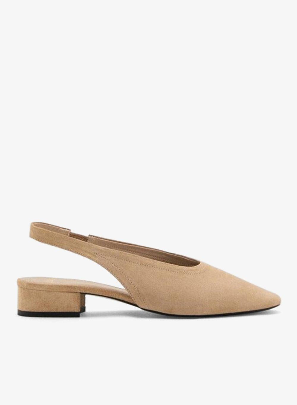 Bovine Leather Slingback Block Heel Shoes - Image 1