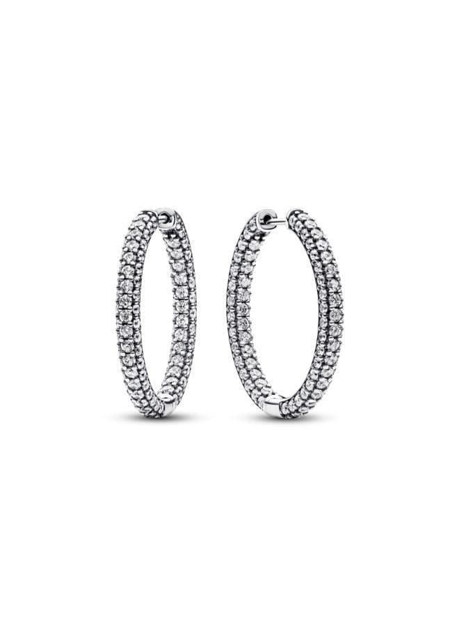Pandora Timeless Pavé Single-row Sterling Silver Hoop Earrings - Image 1