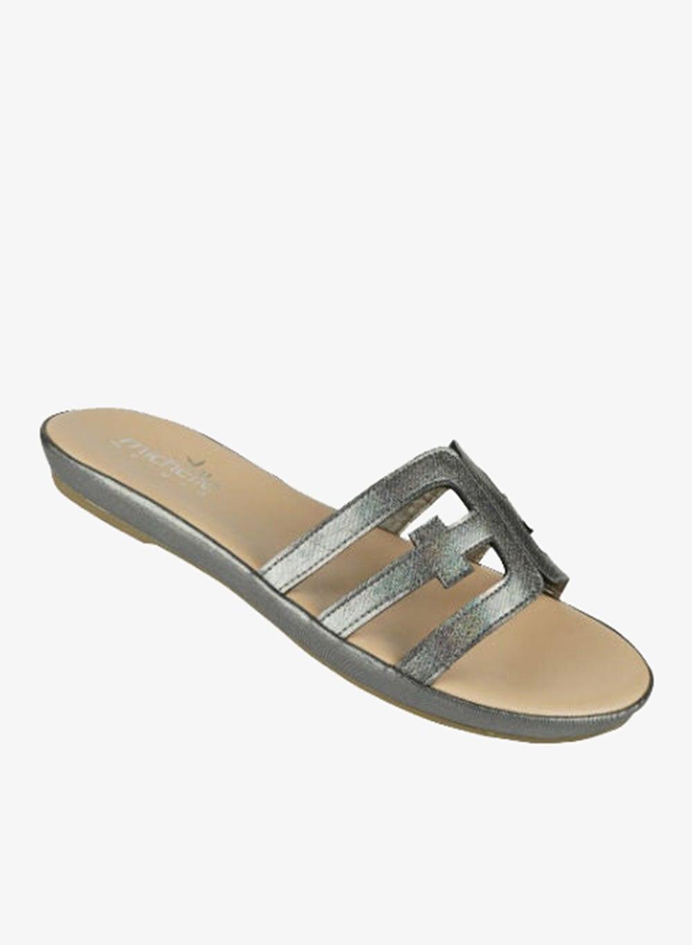 Michelle Morgan Ladies Low Flat Round 114ZD675 Pewter Mules - Image 1