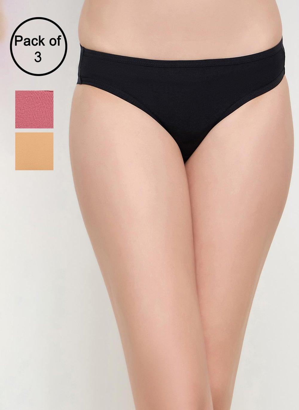 Clovia Pack of 3 Low Waist Cotton Bikini Panties - Image 1
