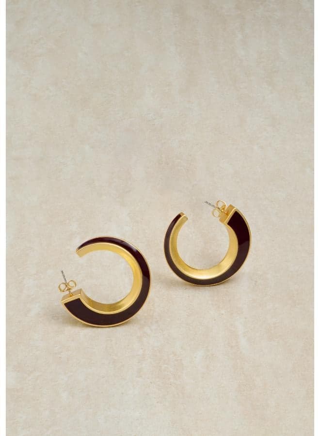 THALIA Twist Enamel Gold-Tone Hoop Earrings - Image 1