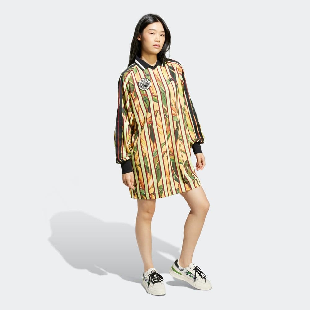 Botanical Print Mini Dress with Polo Collar - Image 1