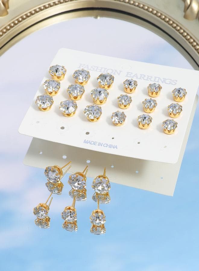 Set of 12 Embellished Earrings for Women - Image 1