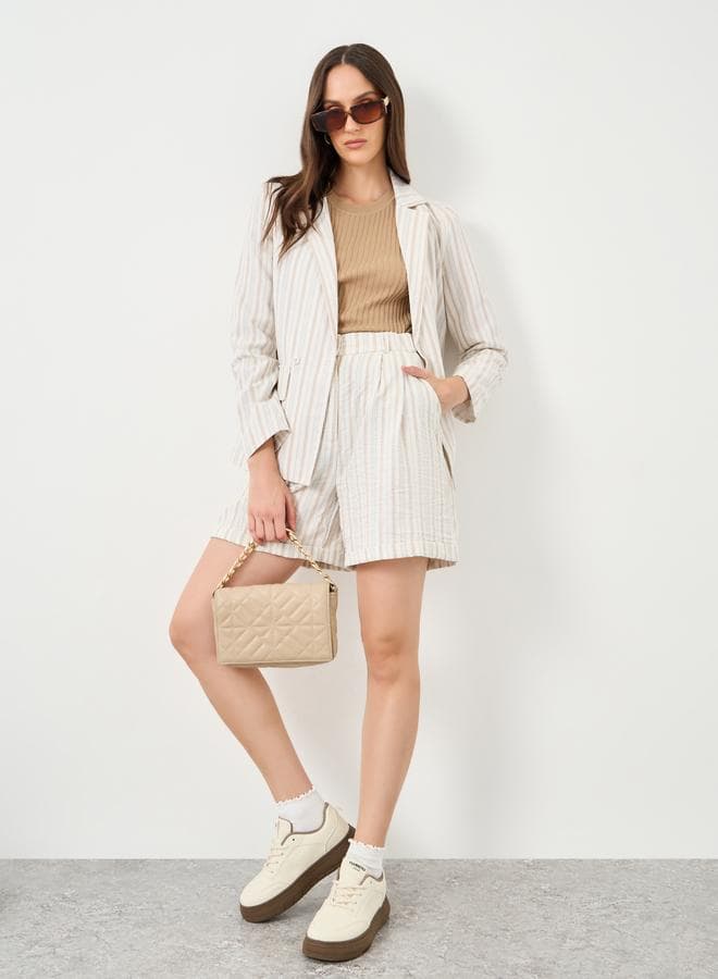 Striped Shorts with Side Pocket for Women - Image 1