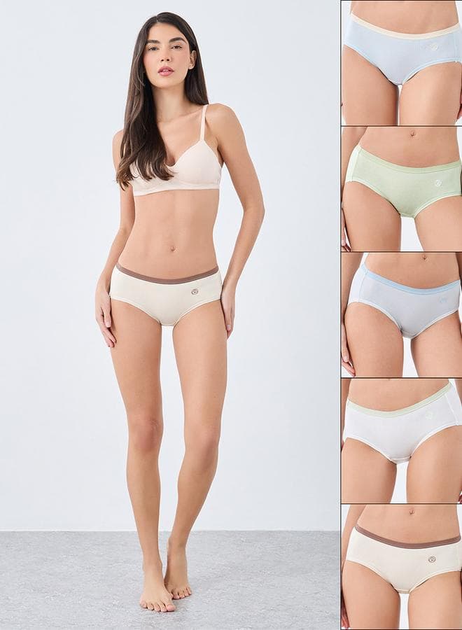 Pack of 5 Print Detail Briefs with Contrast Waistband - Image 1
