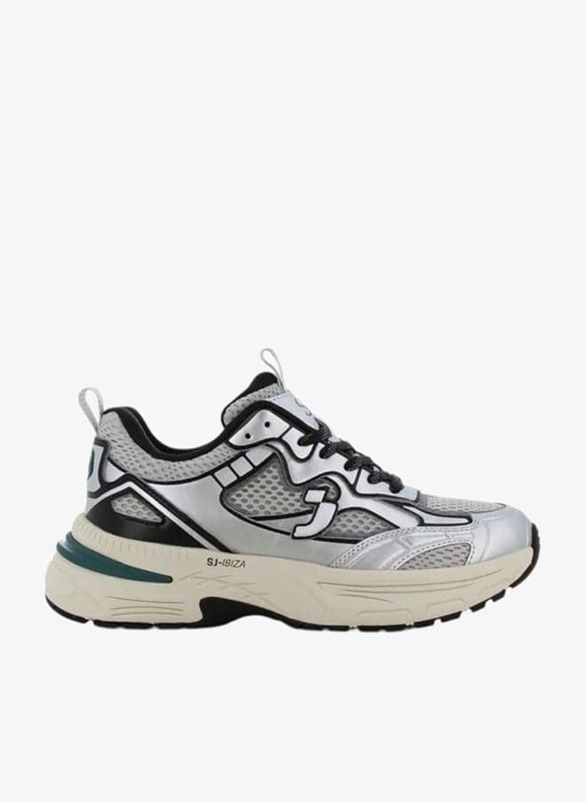 SJ Women's Metallic Panelled Lace-Up Sneakers - Image 1