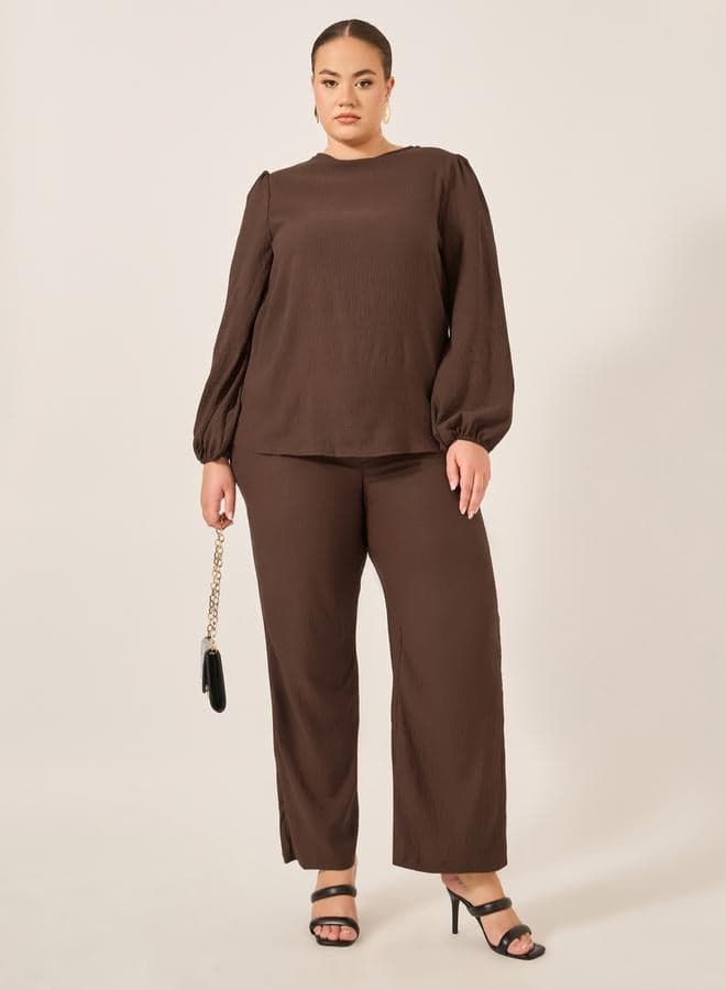 Plus Size Mid Rise Wide Leg Pants - Image 1