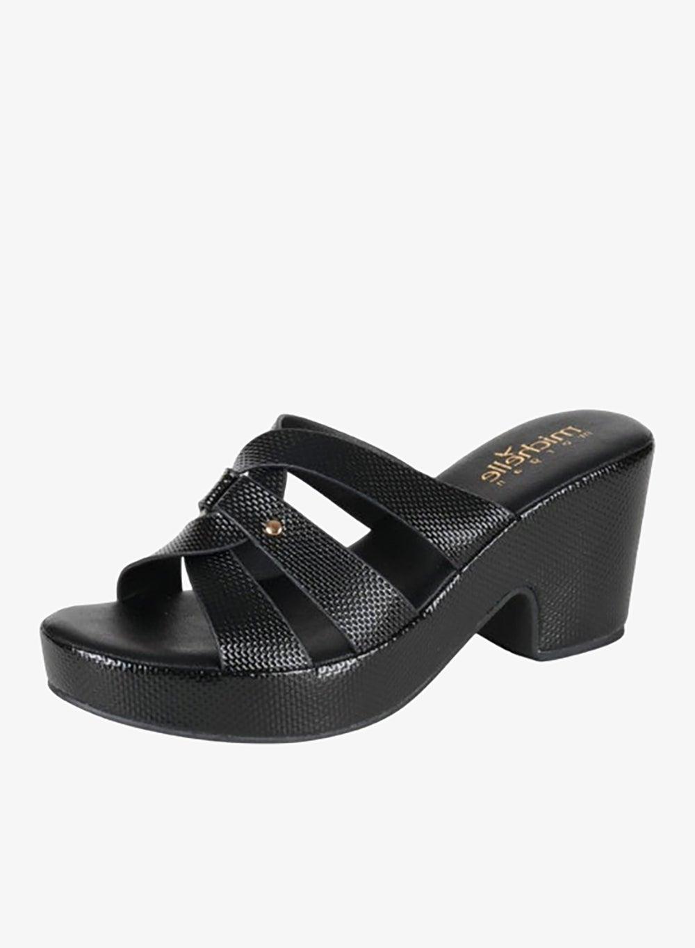092-2955 Michelle Morgan Black Block Heel Sandals 314RC852 - Image 1