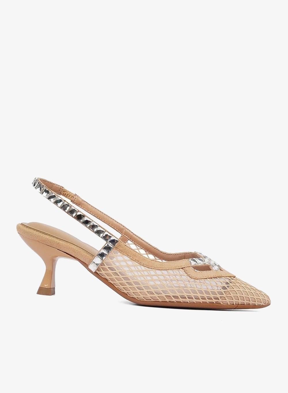 Slingback Mesh Heeled Pumps - Image 1