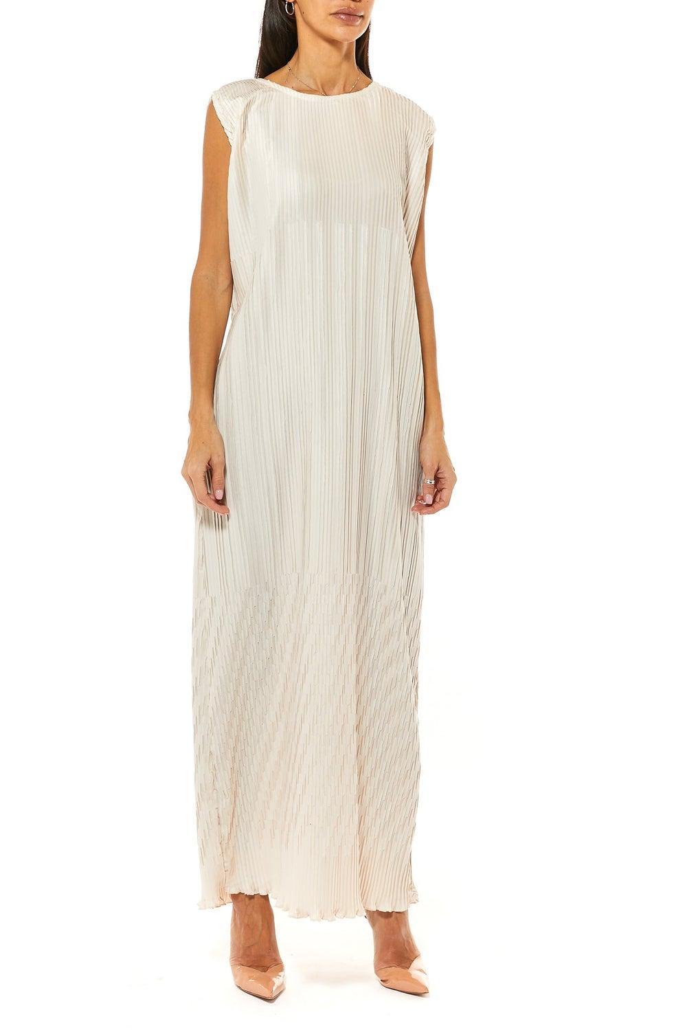 Crew Neck Pleated Maxi Dress - Image 1