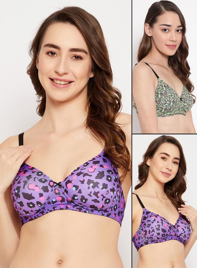 Set of 2 Padded Non-Wired Full Cup Animal Print Bras - Image 1