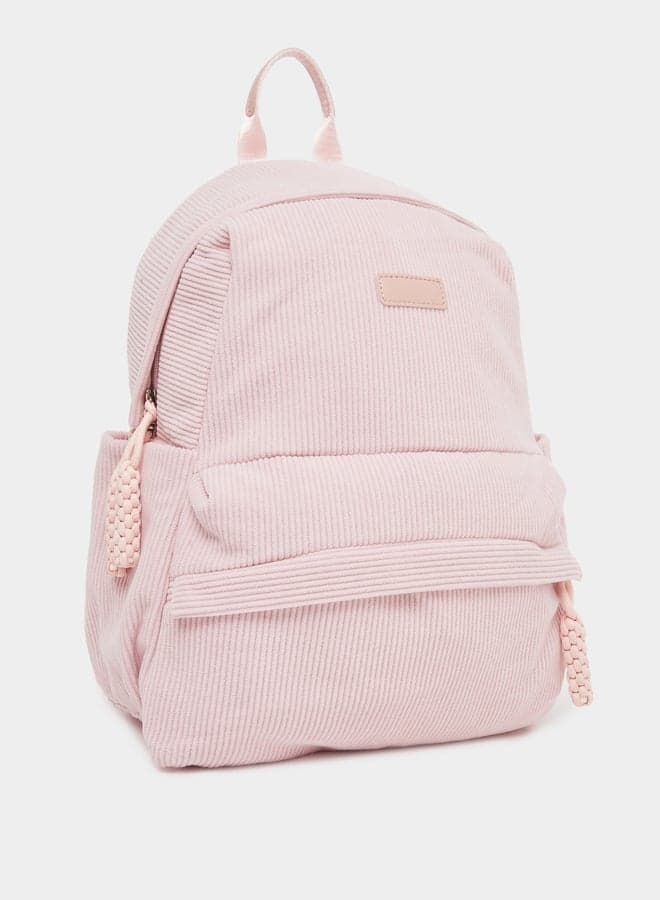 Styli Corduroy Backpack with Patch Detail - Image 1