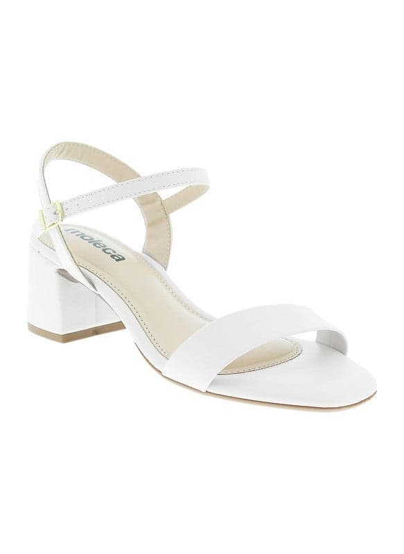 Moleca Off White Mid Heel Sandals, Made in Brazil - Image 1