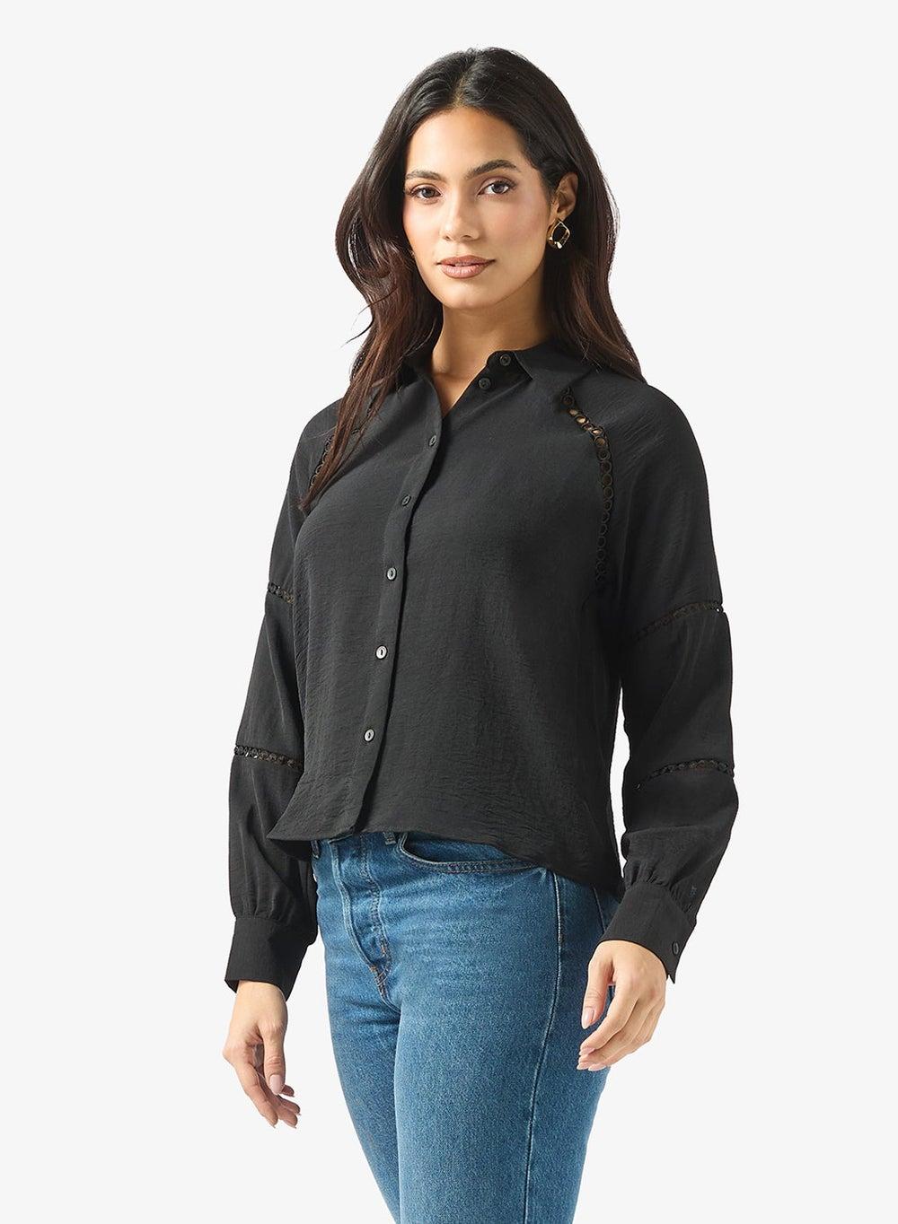 Lace Detailed Woven Shirt - Image 1