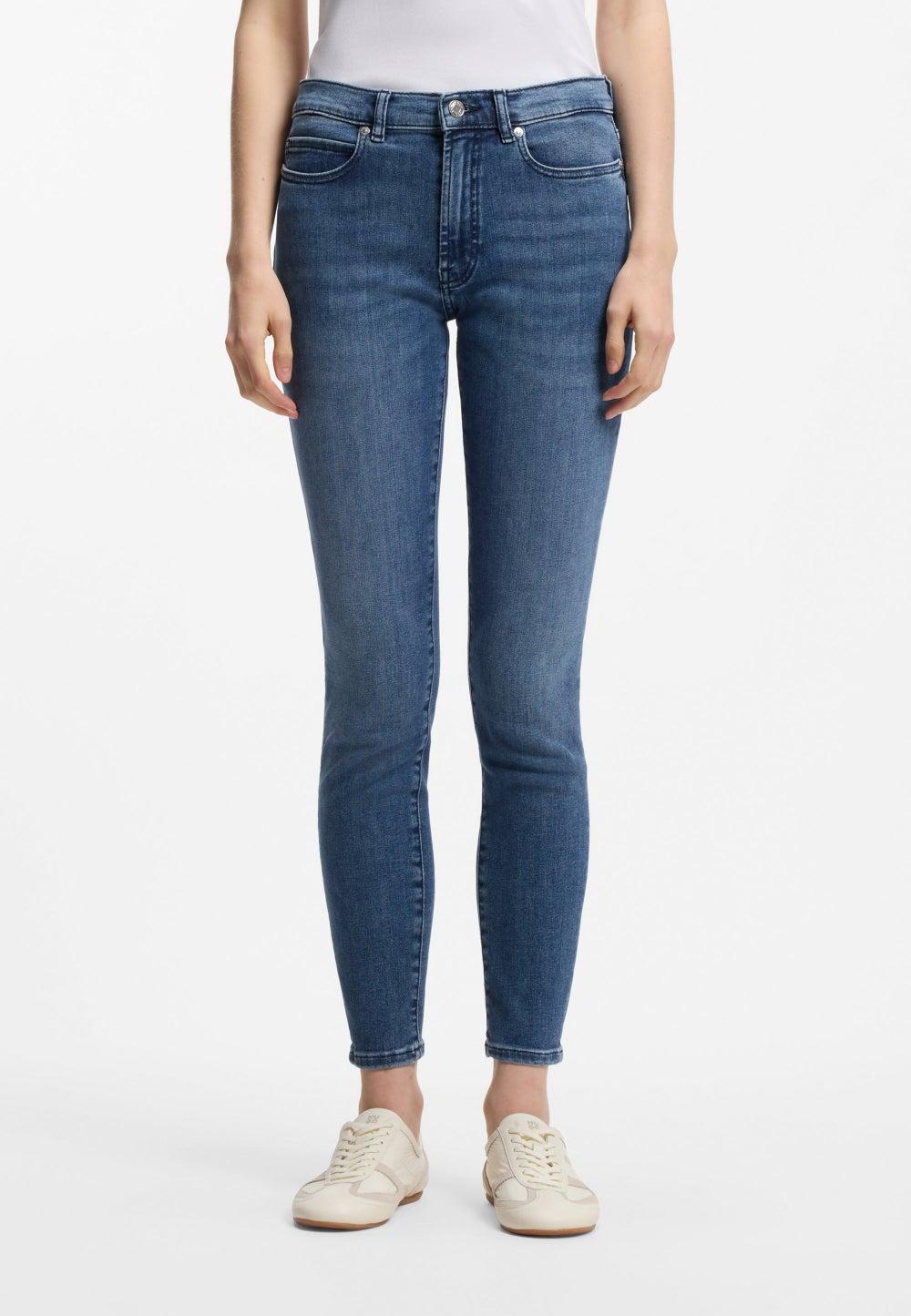 Blue Super-Stretch Skinny-Fit Jeans with Mid Rise - Image 1
