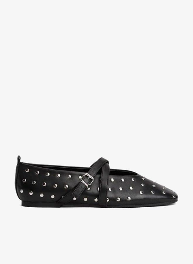 Maryjane Studded Ballerina Leather Flats - Image 1